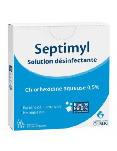 Chlorhexidine aqueuse 0,5% - Septimyl solution désinfectante boite de 10x5ml