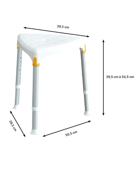 Tabouret de douche triangulaire Capri compact et ultra léger